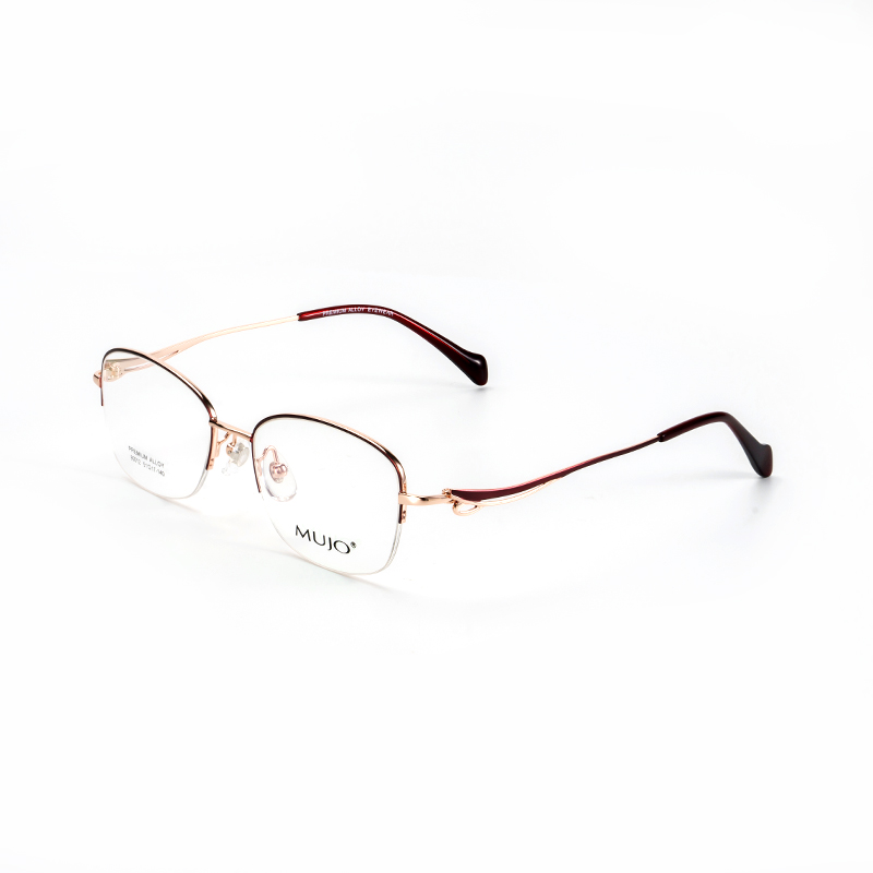 MUJO Gentle Lady's Square and Round Semi-Rim Glasses Frame